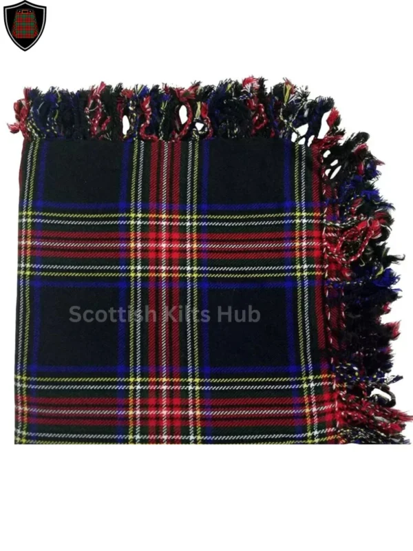 Black Stewart Tartan Fly Plaid - Premium Wool, Traditional Scottish Design