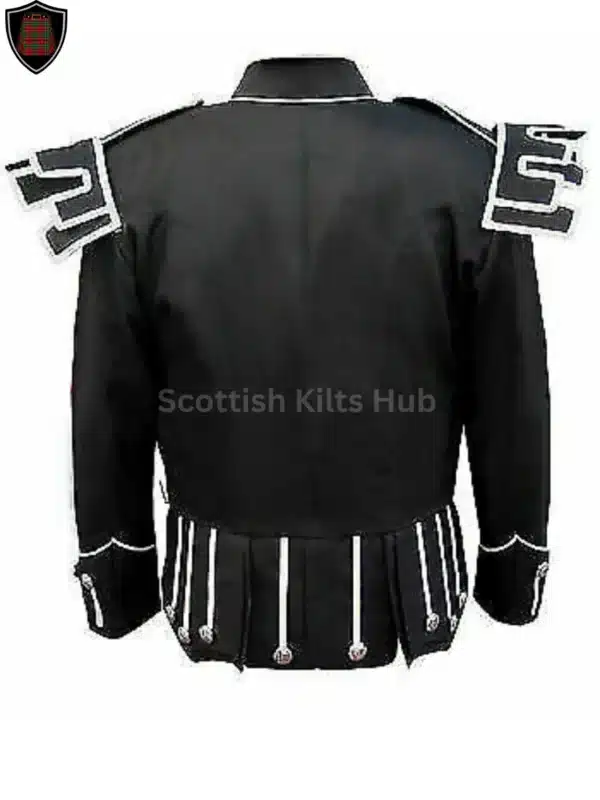 Handmade Black Military Drummer Doublet Jacket With Cross Belt - Pipers Military Drummer Doublet Jacket