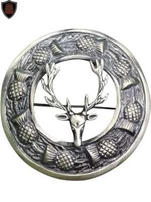 Stag Head Plaid Brooch - Fine Crafted Kilt Fly Plaid Brooch