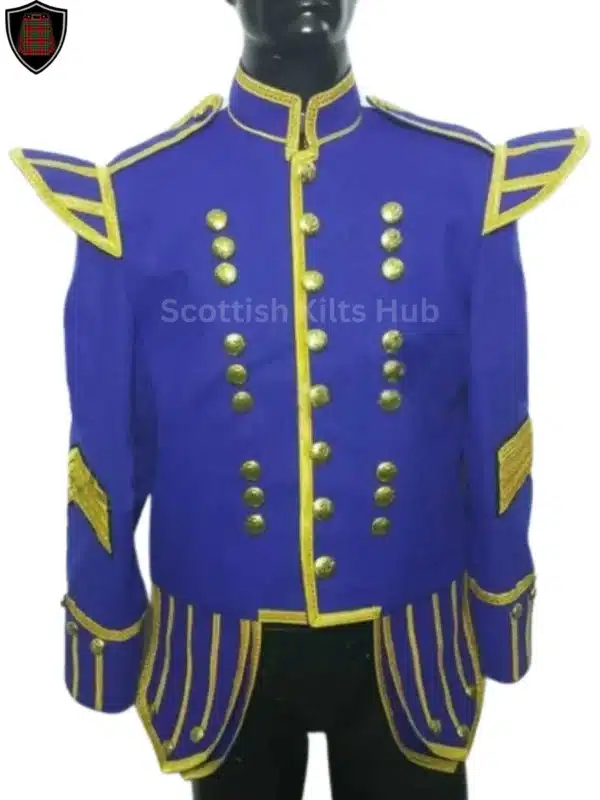 Handmade Blue Drummer Doublet Jacket - Pipers Military Drummer Doublet Jacket