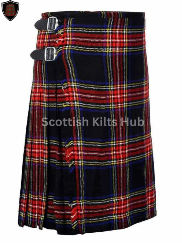 black stewart tartan kilt - 8 yard tartan kilt