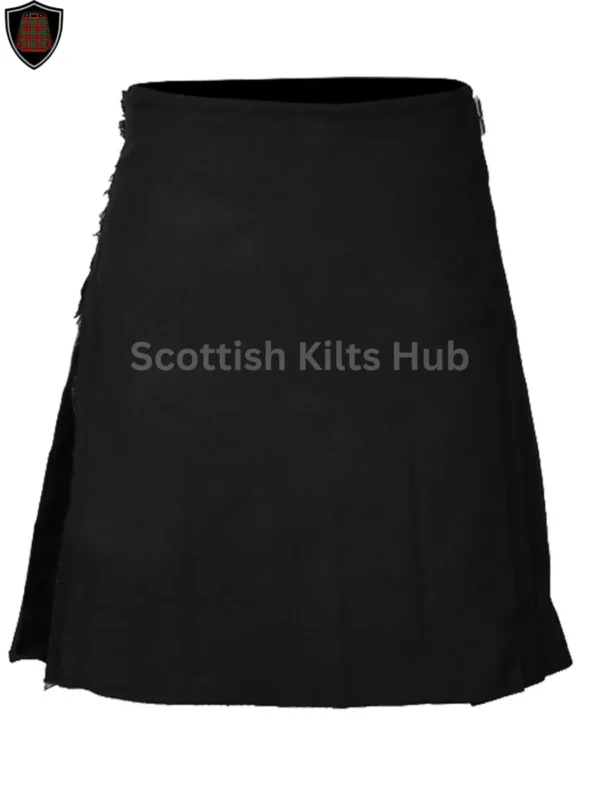 plain black tartan kilt for men