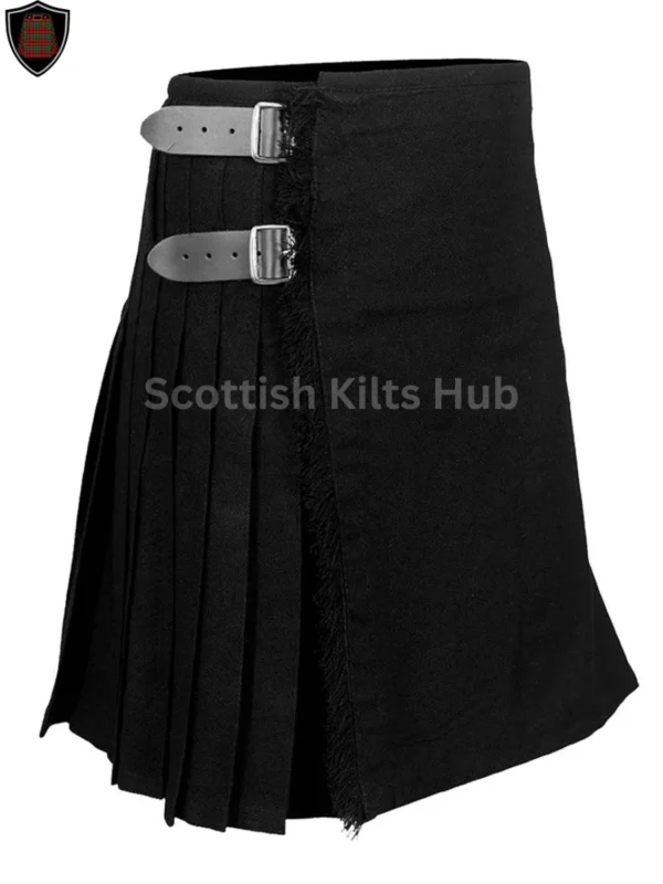 plain black tartan kilt - 8 yard traditional tartan kilt